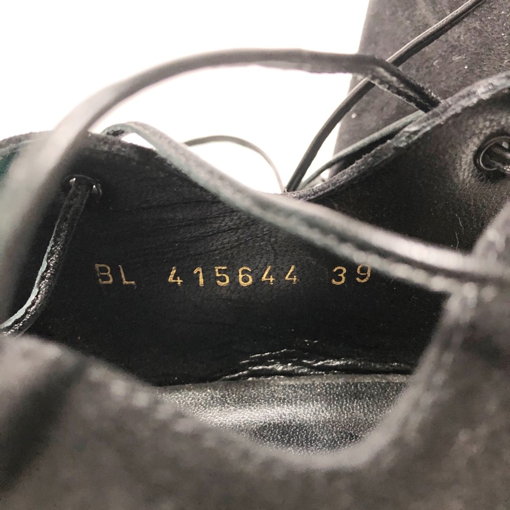 💛Saint Laurent Blk Suede Block Heel Lace Sandals - Picture 10 of 12